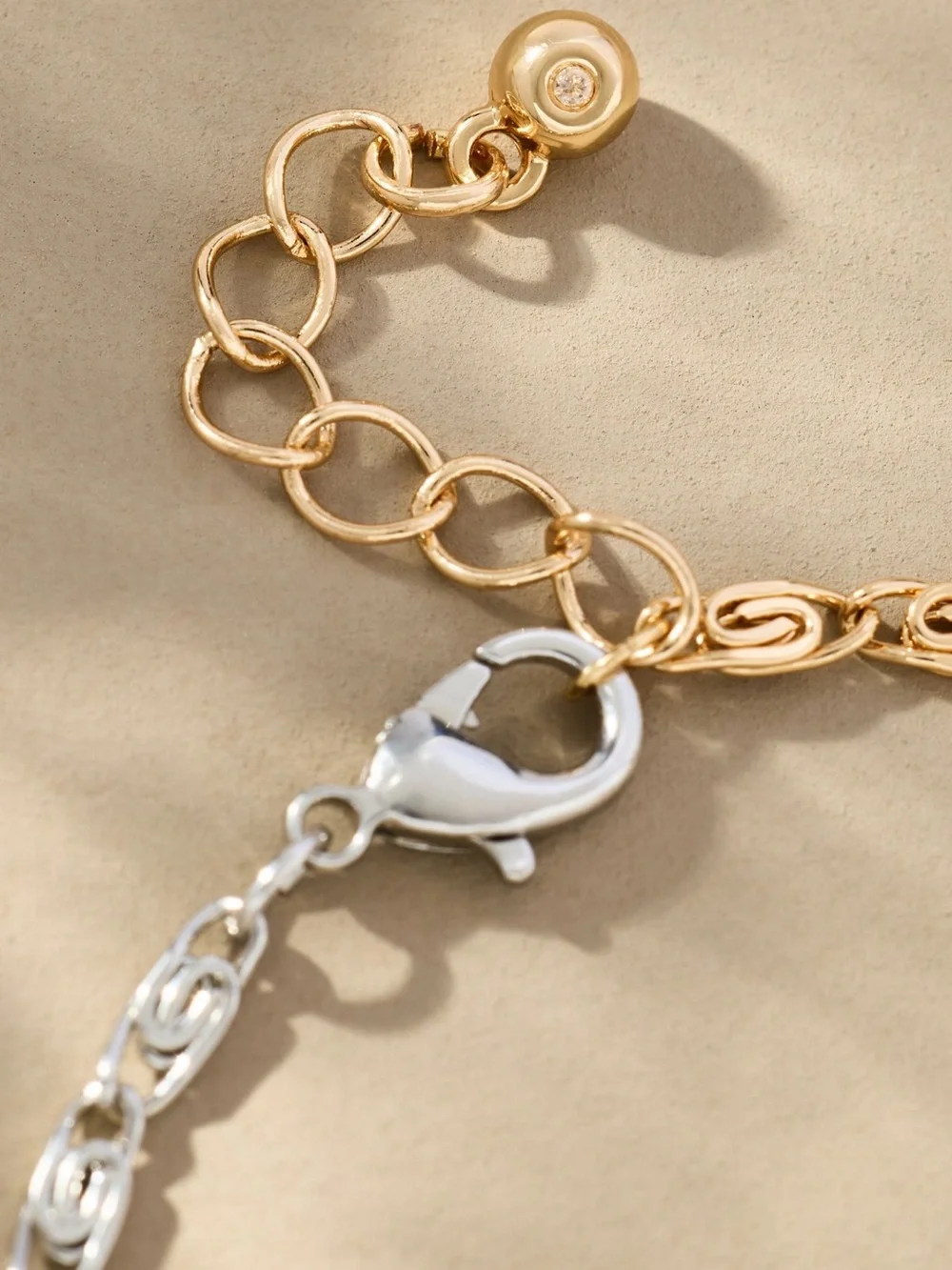 Anthropologie Two-Tone Gold & Silver Link Bracelet Steel NEW - Picture 3 of 5